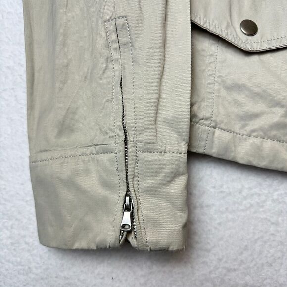 2/$30 Talbots Moto Jacket Asymmetrical Zip Size 14 Tan Neutral Cinch Waist - Picture 3 of 14
